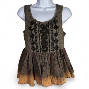 Anthropologie Akemi + Kin Anaphora Beaded and Sequined Peplum Top